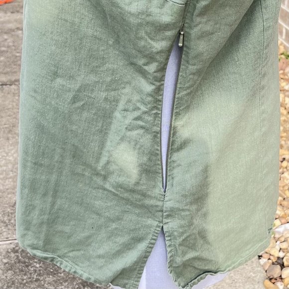Geoffrey Beene Womens Green Linen Blend Tank Open‎ Work Detail Side Zip Size M - Picture 5 of 7